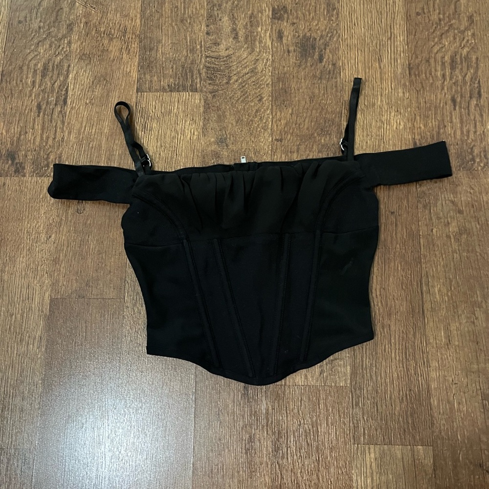 i.am.gia Black Off-Shoulder Brigette Corset Top